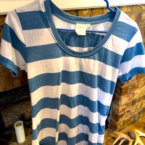 White Crow XS Top; light blue and white striped